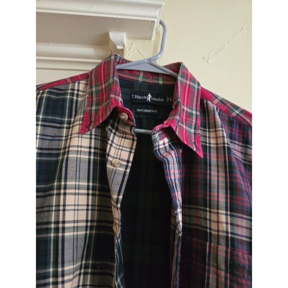 T. Harris of London Gentleman Fit Multi-Plaid Light Flannel Button Men's SZ L - Picture 4 of 7